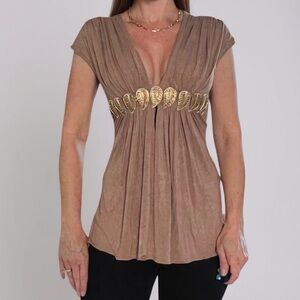 Sky Brand Top XS tan Y2K